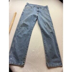 Rustler Straight Jeans Mens Size 33x32 Blue Denim 87619SW Pockets‎ Medium Wash